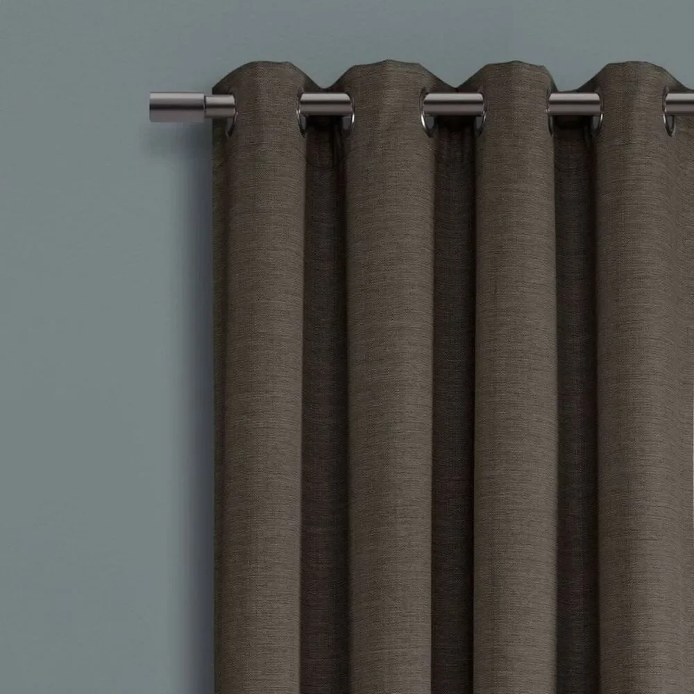 Faux Linen Absolute Blackout Grommet Top Single Curtain Panel Charcoal 84x52